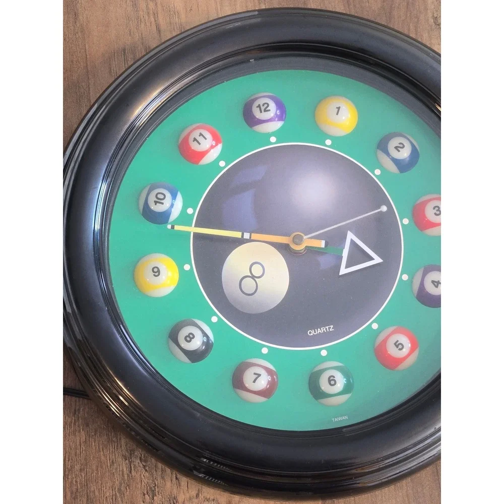 Vintage Billiards Pool Ball Neon Wall Clock LED Light Game Room Decor 12